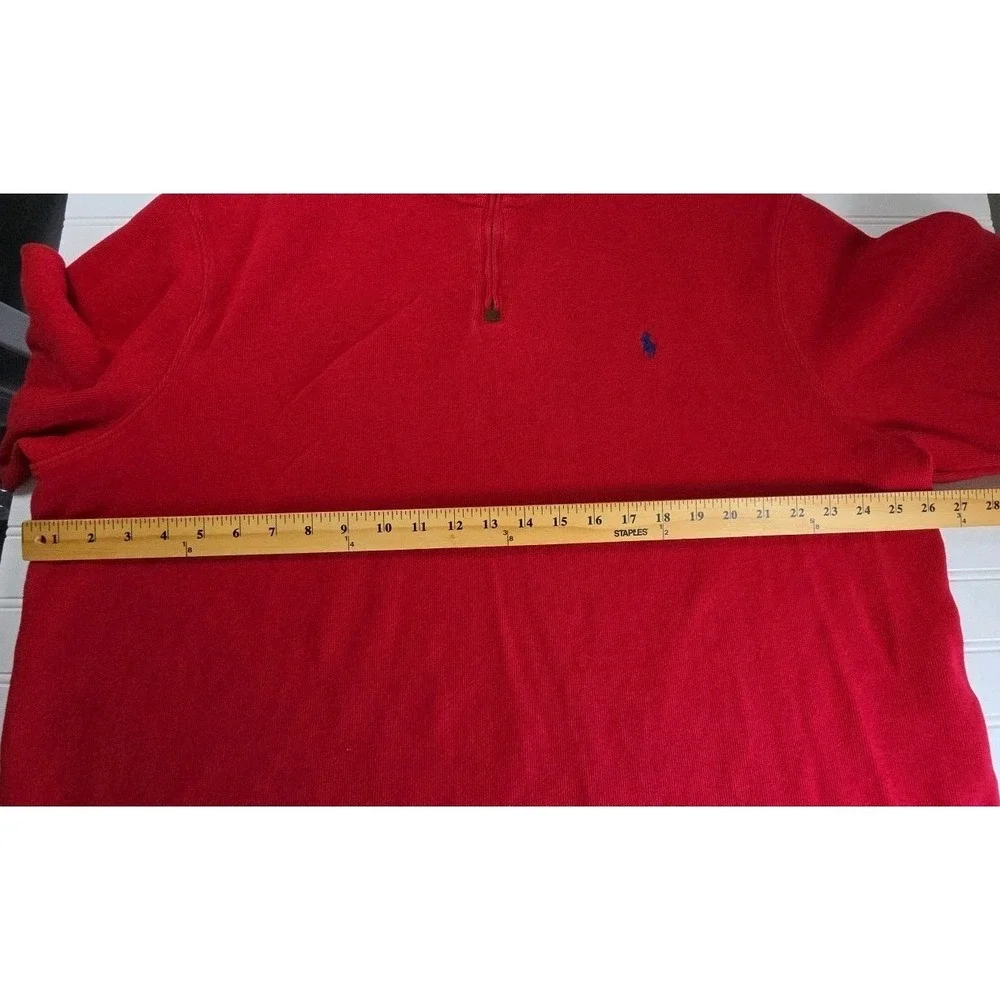 Polo Ralph Lauren Sweater Mens 2XL RED Quarter Zip BLUE Pony Logo Estate Rib